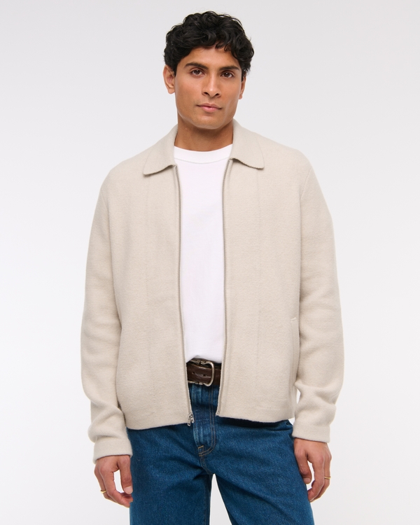 Cropped Sweater Shirt Jacket, Cream view 2