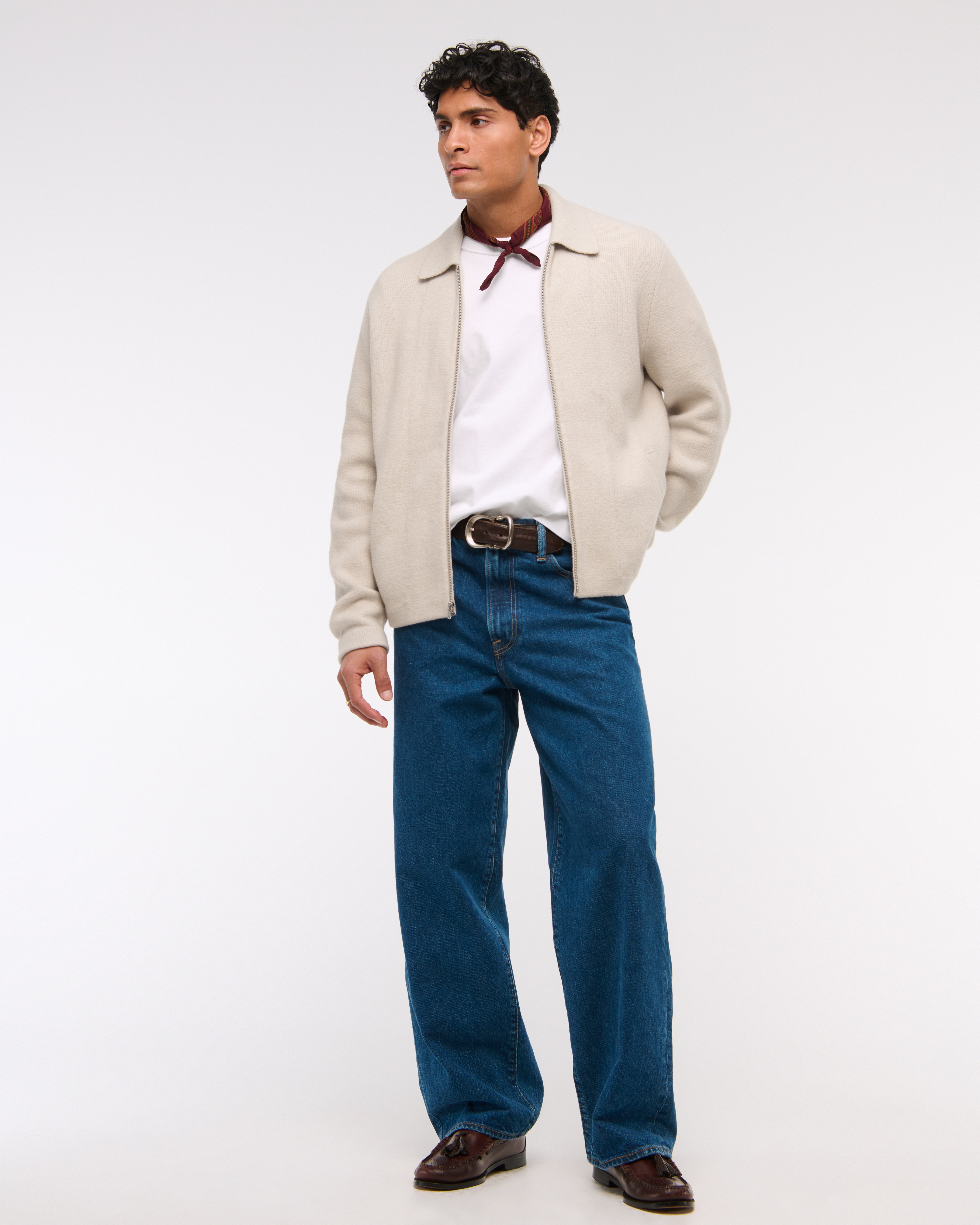 ★Abercrombie & Fitch★ クロップドセーターシャツジャケット メンズ クロップド ニットシャツジャケット | メンズ セール