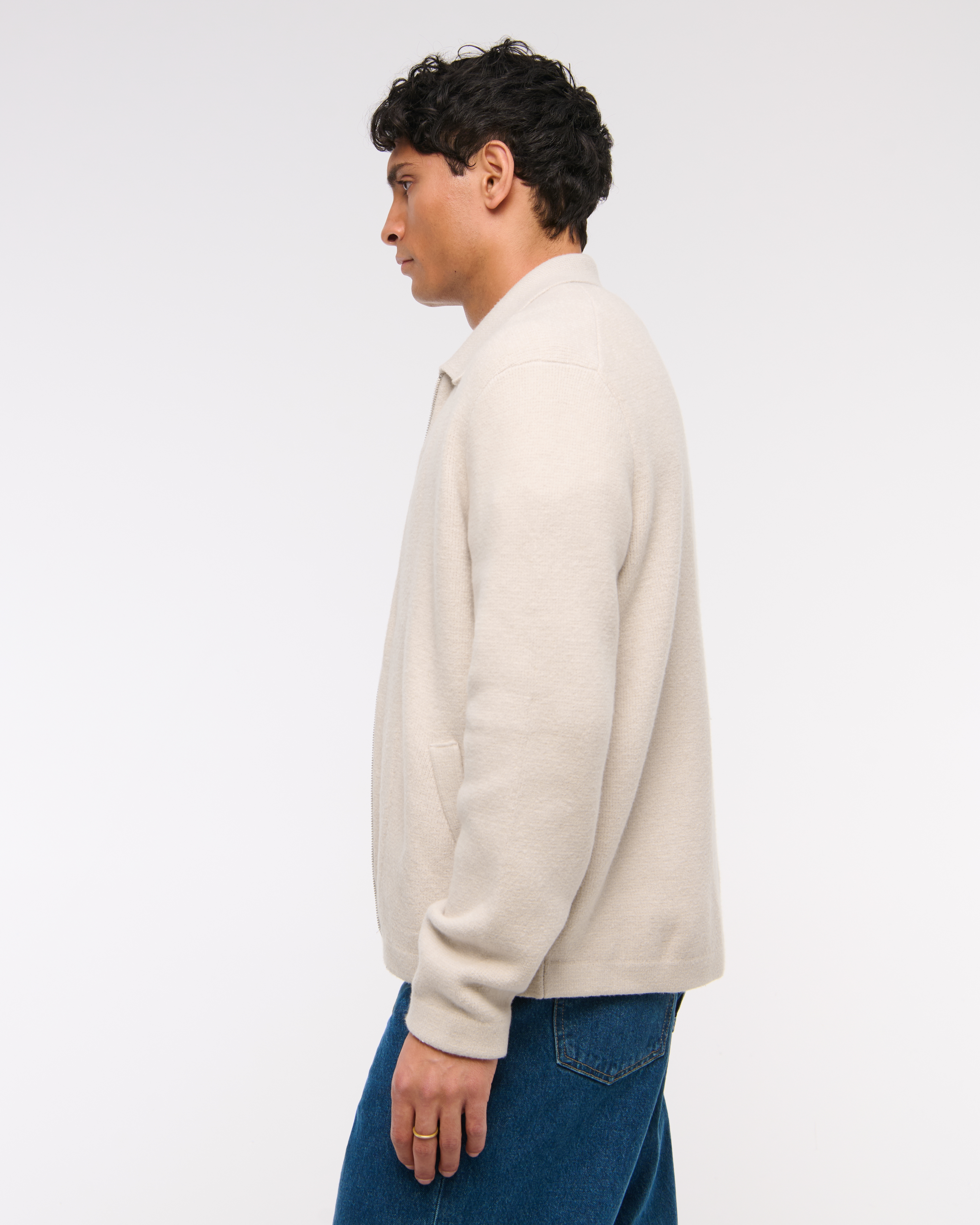 ★Abercrombie & Fitch★ クロップドセーターシャツジャケット メンズ クロップド ニットシャツジャケット | メンズ セール