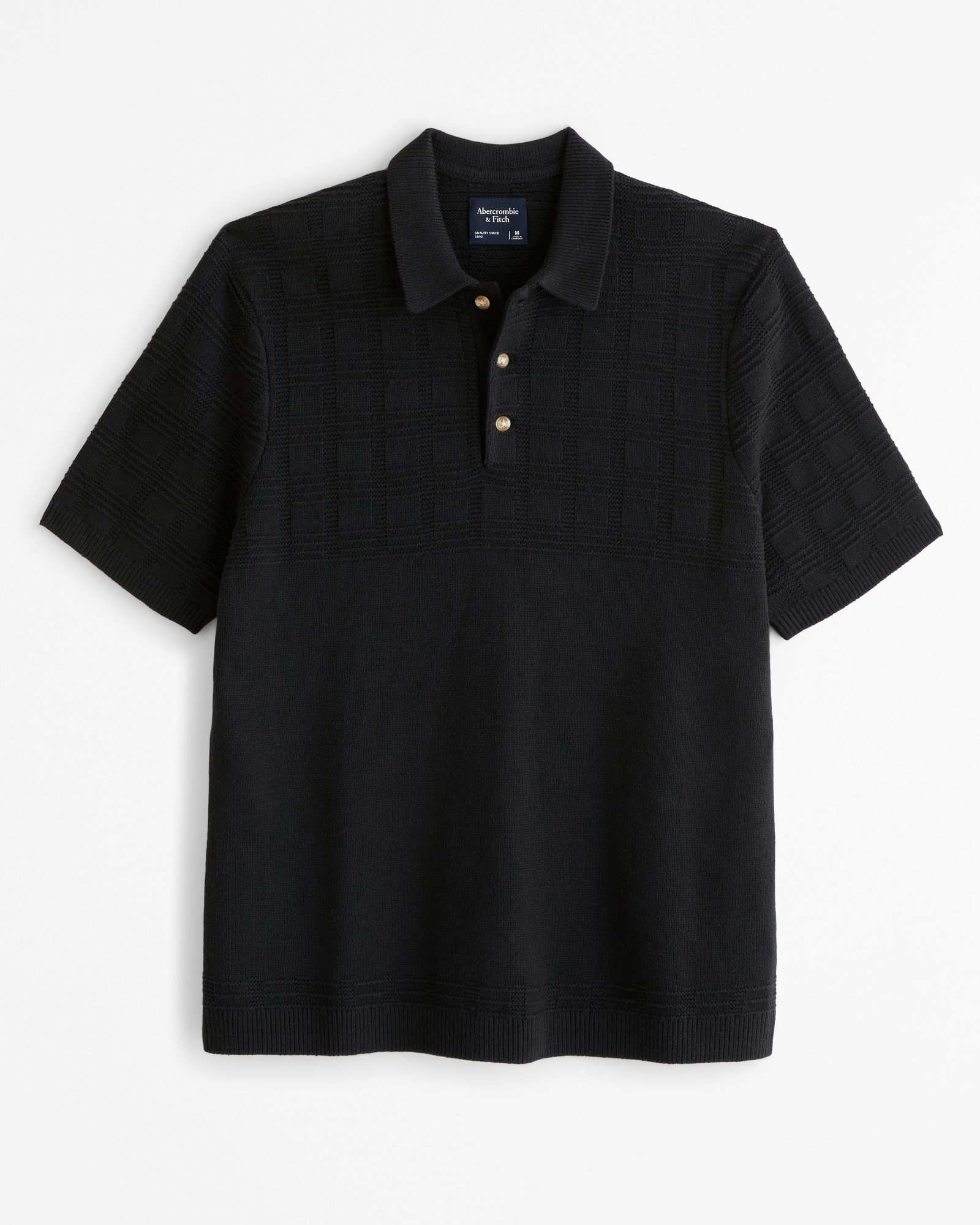 Textured Stitch 3-Button Sweater Polo