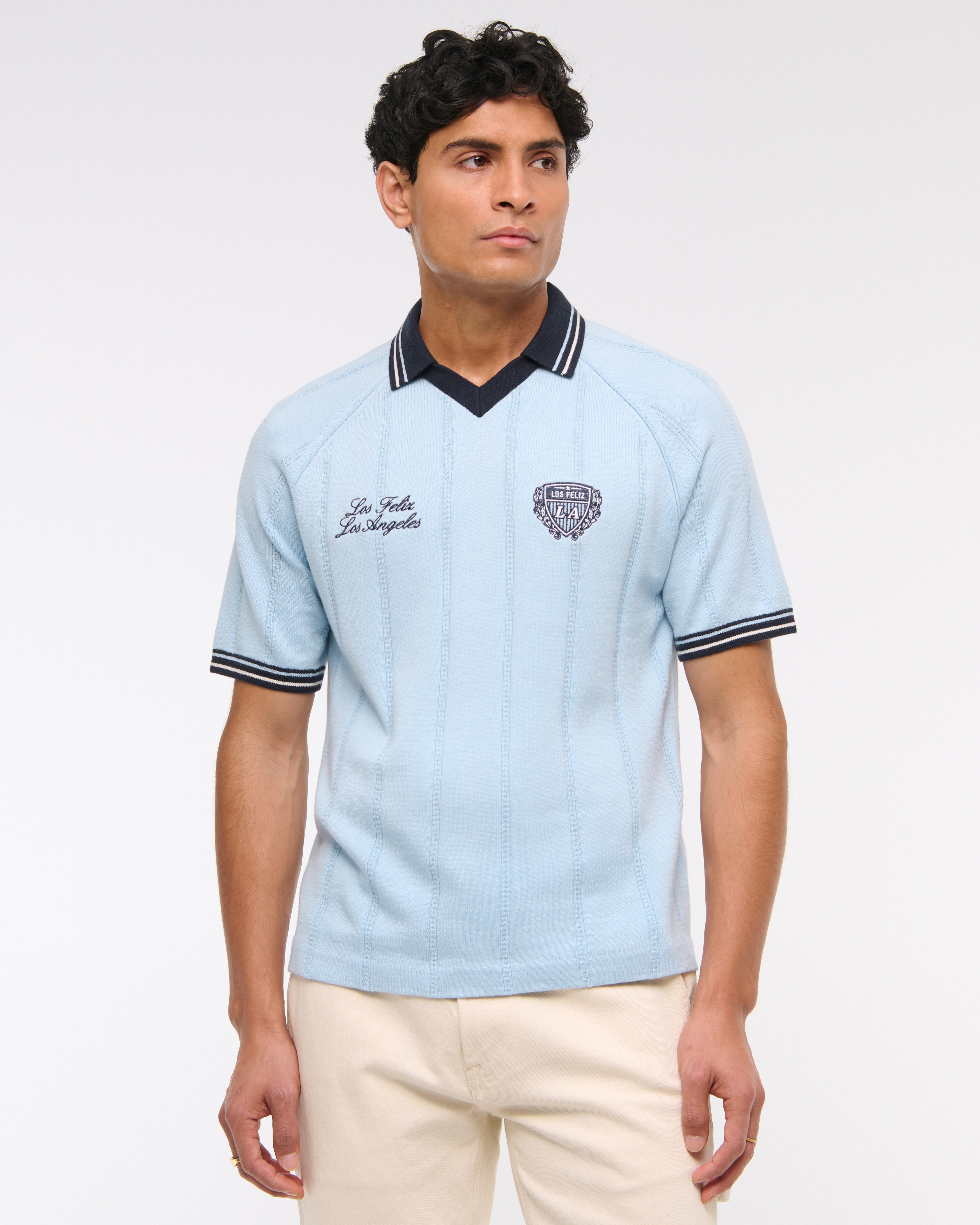 Abercrombie & Fitch Soccer Jersey-inspired Sweater In Blue