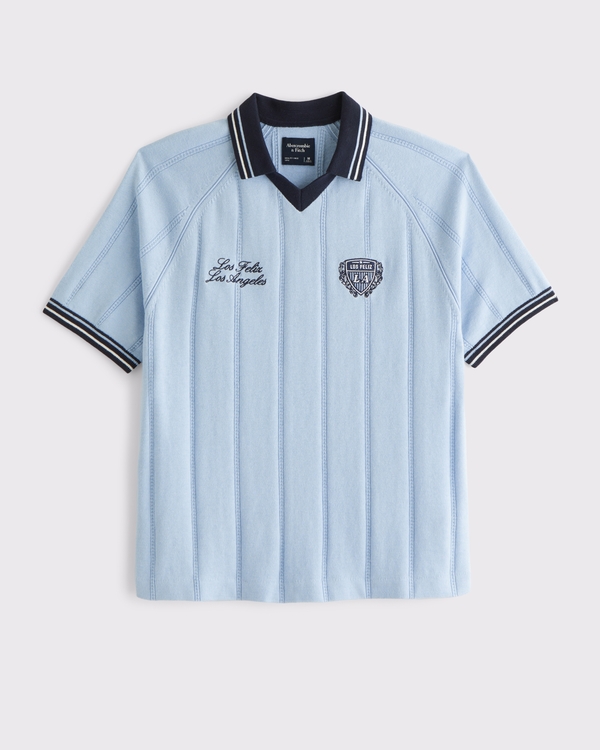 Soccer Jersey-Inspired Sweater, Light Blue view 1