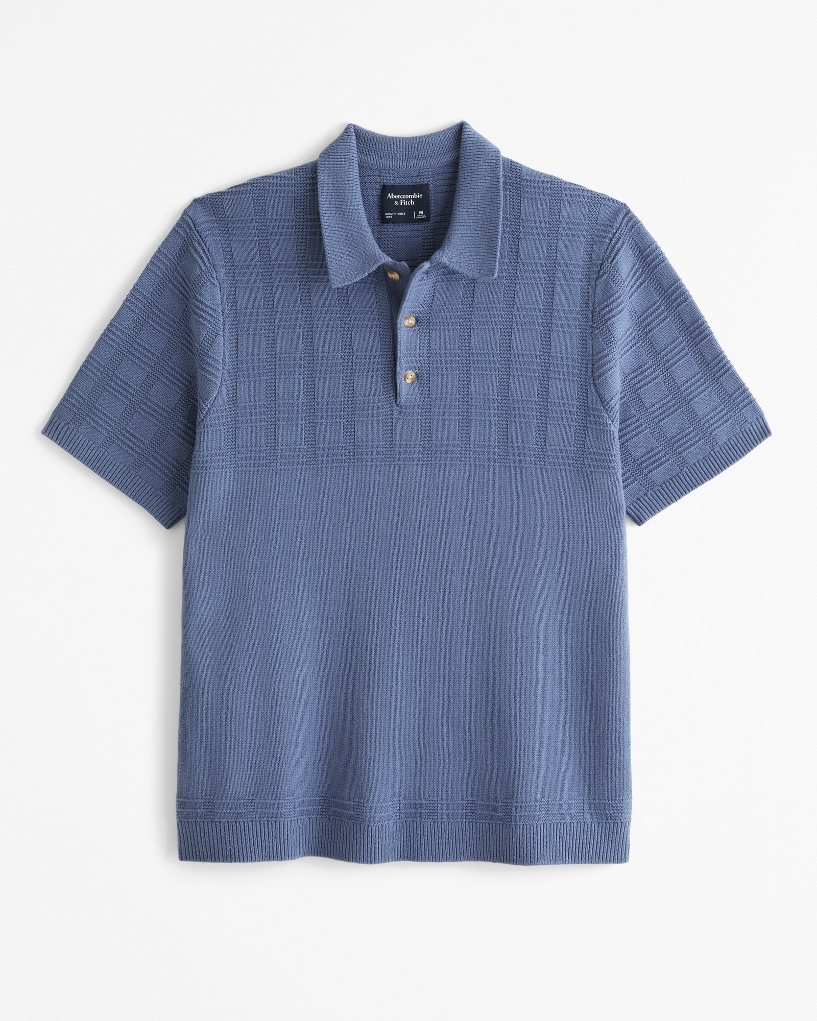 Textured Stitch 3-Button Sweater Polo