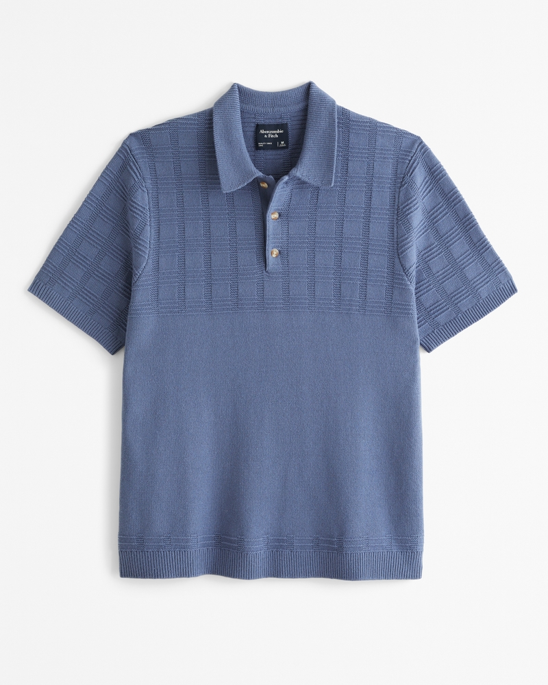Hombre Polo estilo sueter de punto texturizado con 3 botones Hombre Ofertas Abercrombie