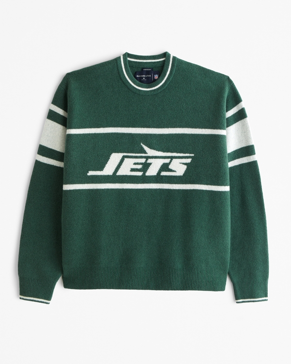 New York Jets Crew Sweater, Green Stripe