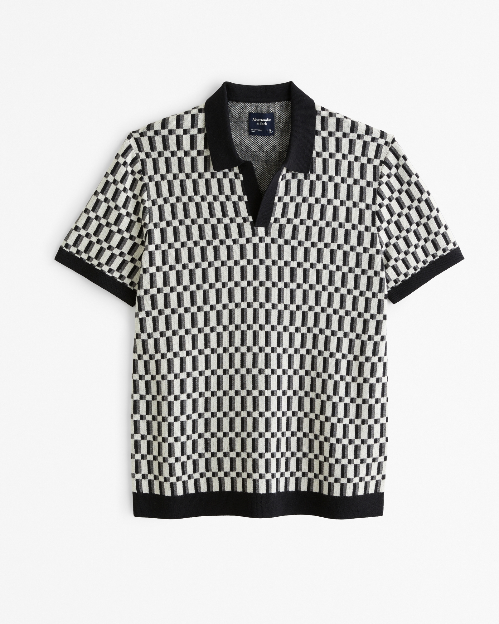 Geometric Johnny Collar Sweater Polo