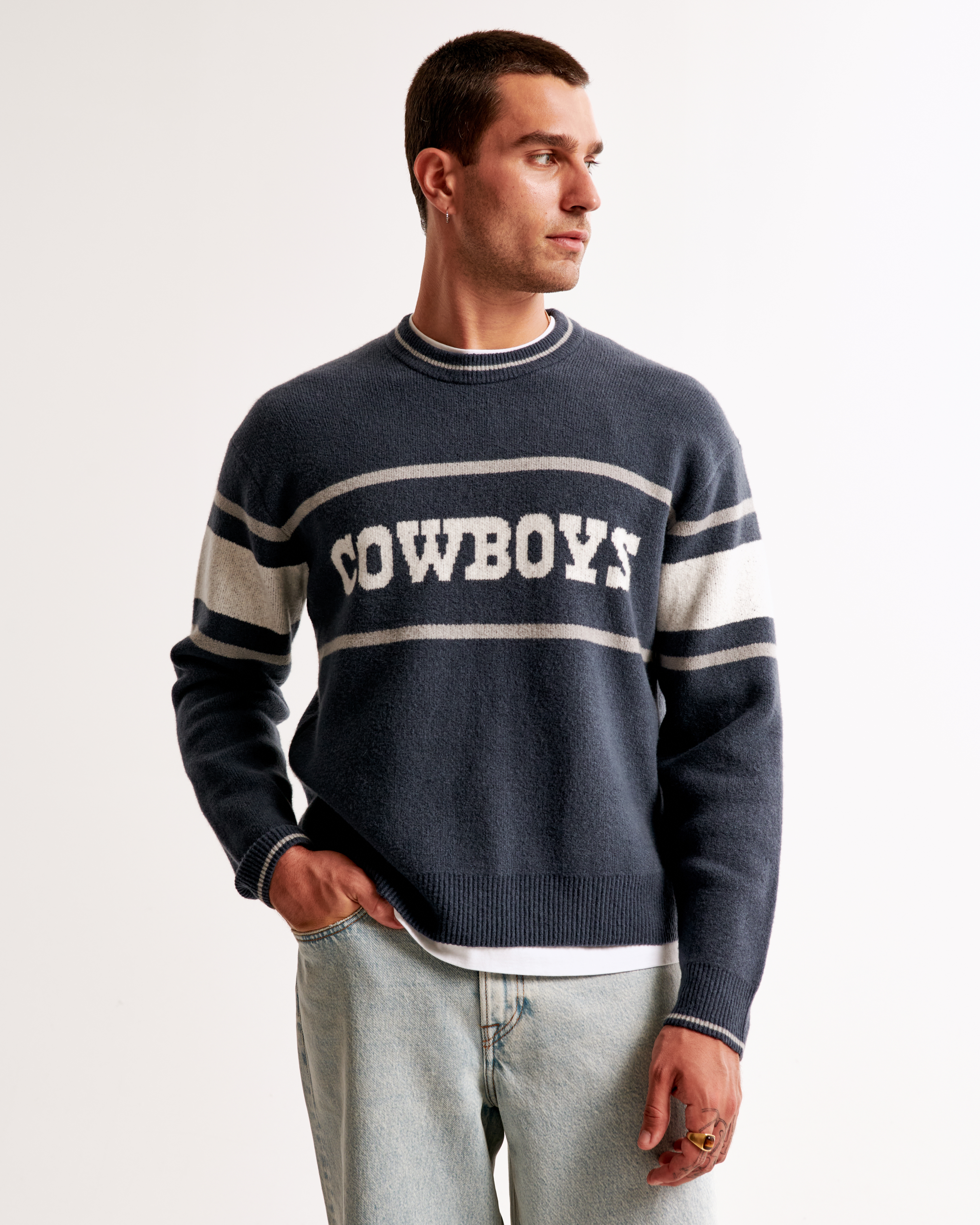 Abercrombie & Fitch Dallas Cowboys Crew Sweater In Black