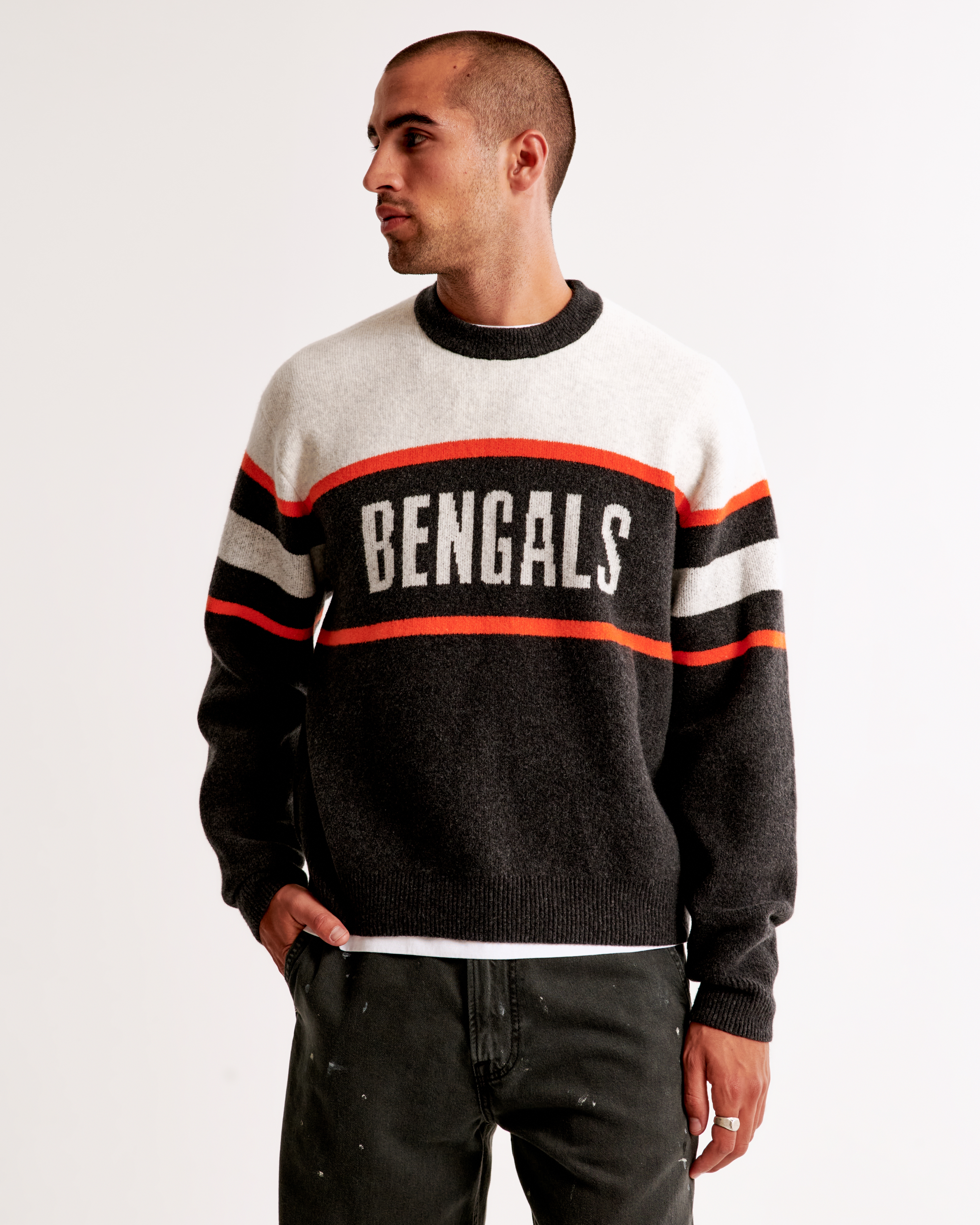 Abercrombie & Fitch Cincinnati Bengals Crew Sweater In Black