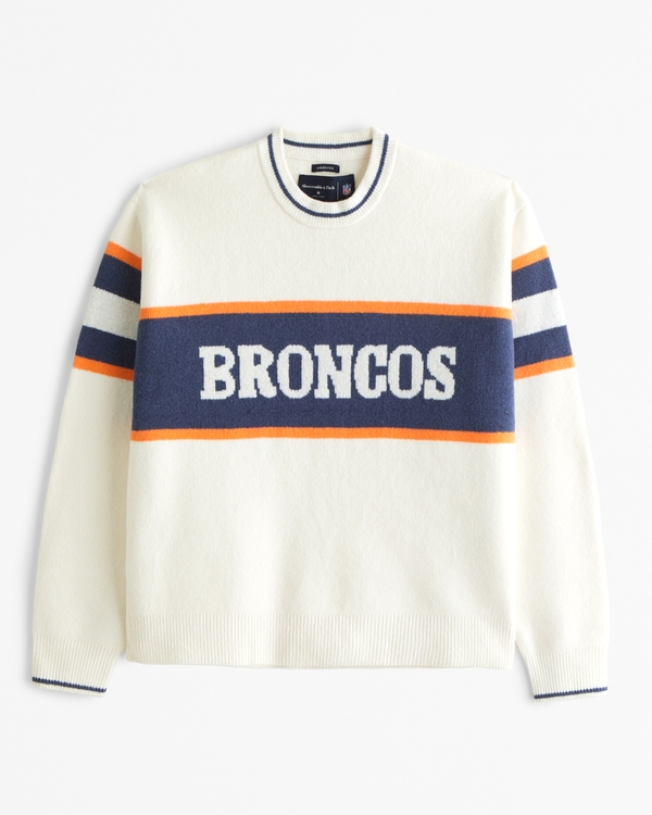 Denver Broncos Crew Sweater, White Stripe