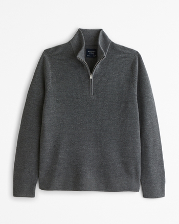Men s Merino Wool Blend Quarter Zip Sweater Men s Tops Abercrombie