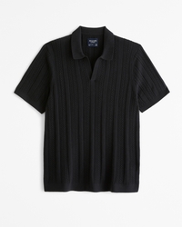 Cable Stitch Johnny Collar Sweater Polo