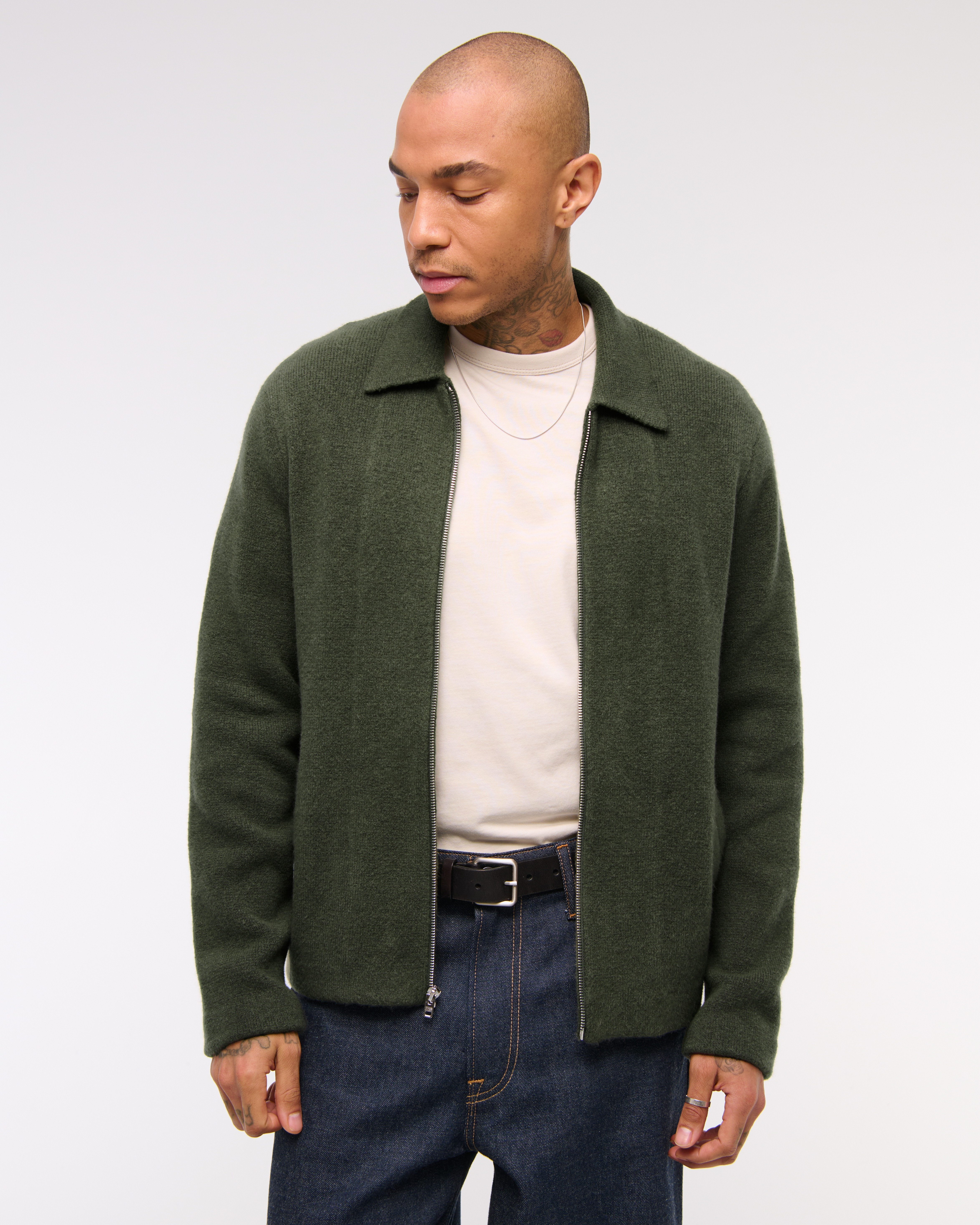 Men's Cropped Sweater Shirt Jacket | Men's Clearance
