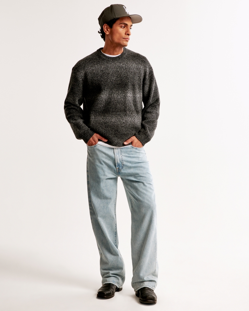 Men's Oversized Marled Crew Sweater Men's Clearance