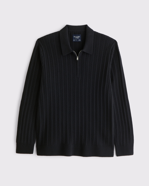 Abercrombie & Fitch, Long-Sleeve Zip Sweater Polo