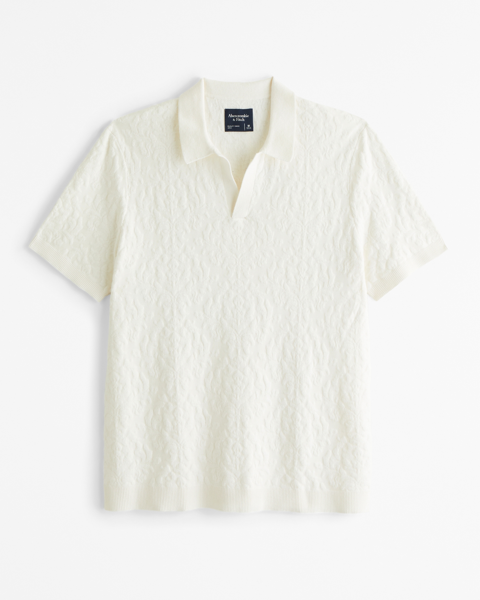Jacquard Pattern Johnny Collar Sweater Polo