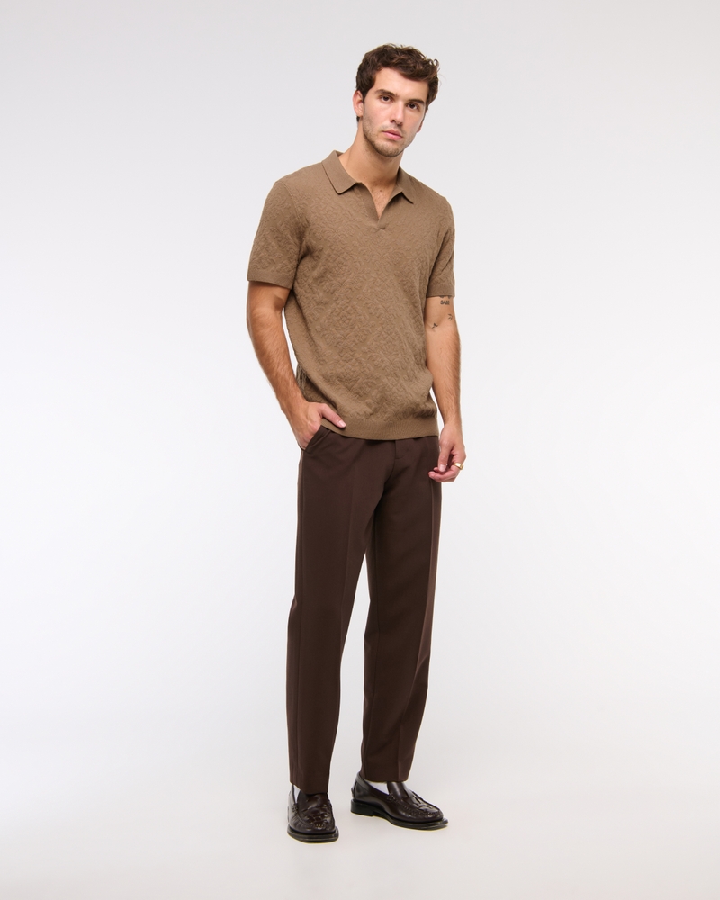 Jacquard Pattern Johnny Collar Sweater Polo