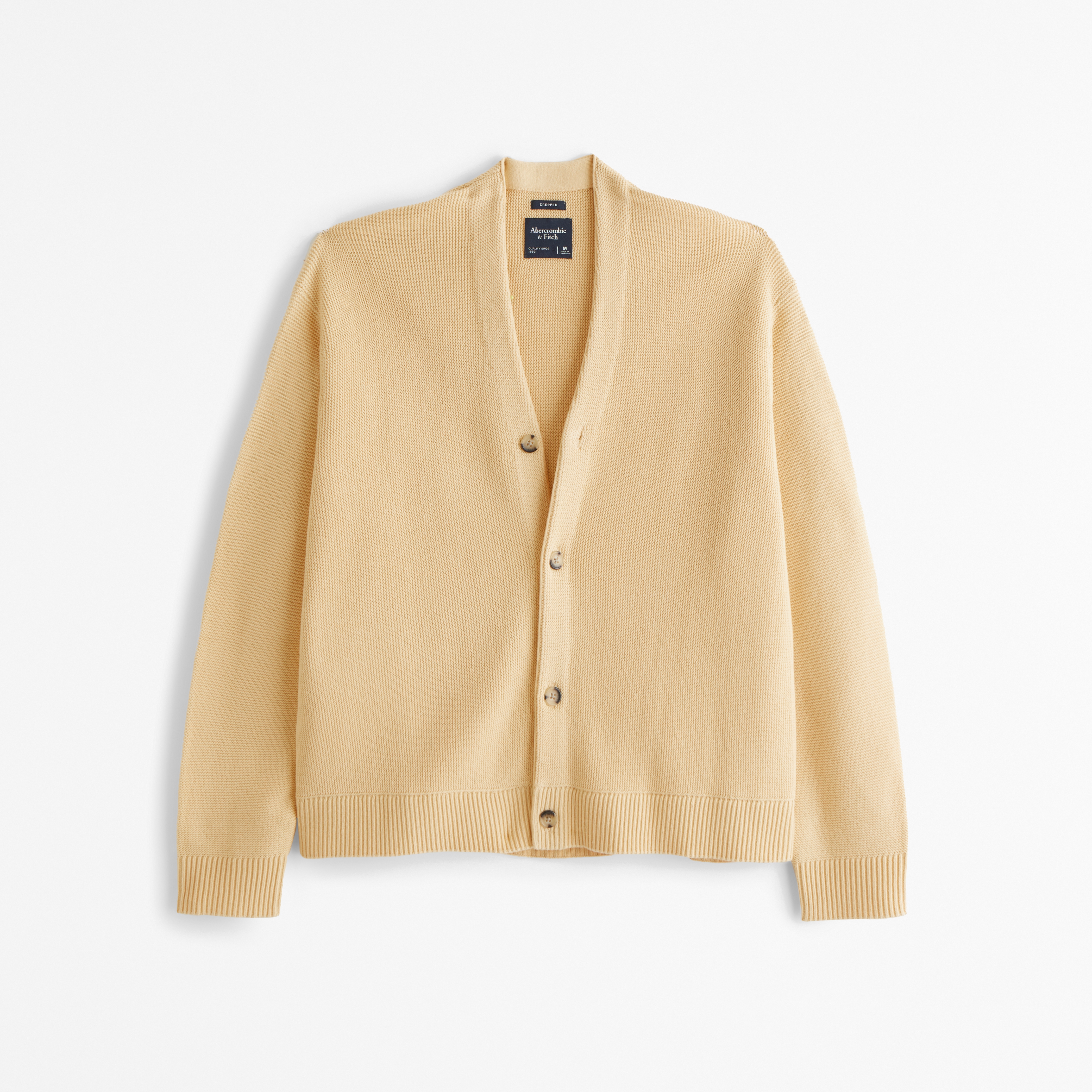 Мужской кардиган Abercrombie & Fitch Preppy Cropped Cardigan, цвет: Жёлтый — фото 1