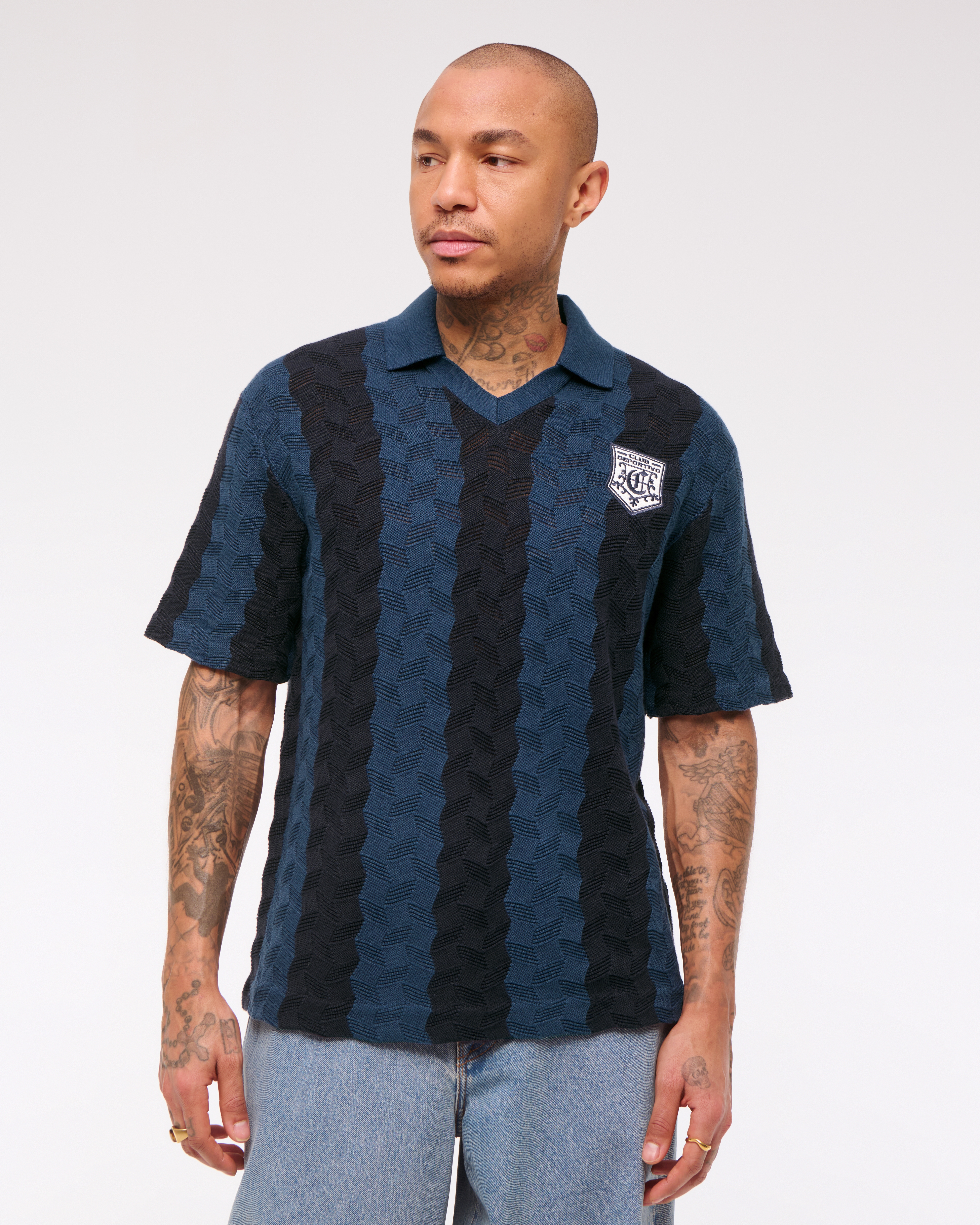 Men's Striped Soccer Jersey-Inspired Sweater | Men's