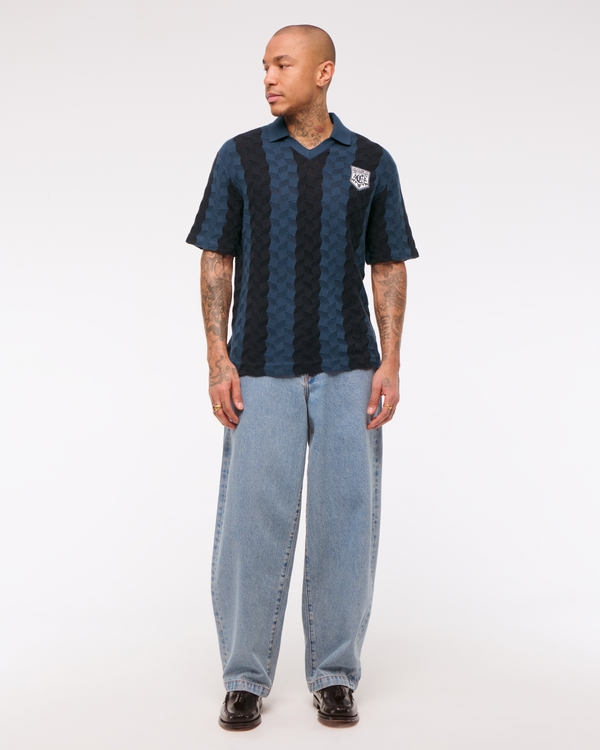 Men's Striped Soccer Jersey-Inspired Sweater | Men's Clearance