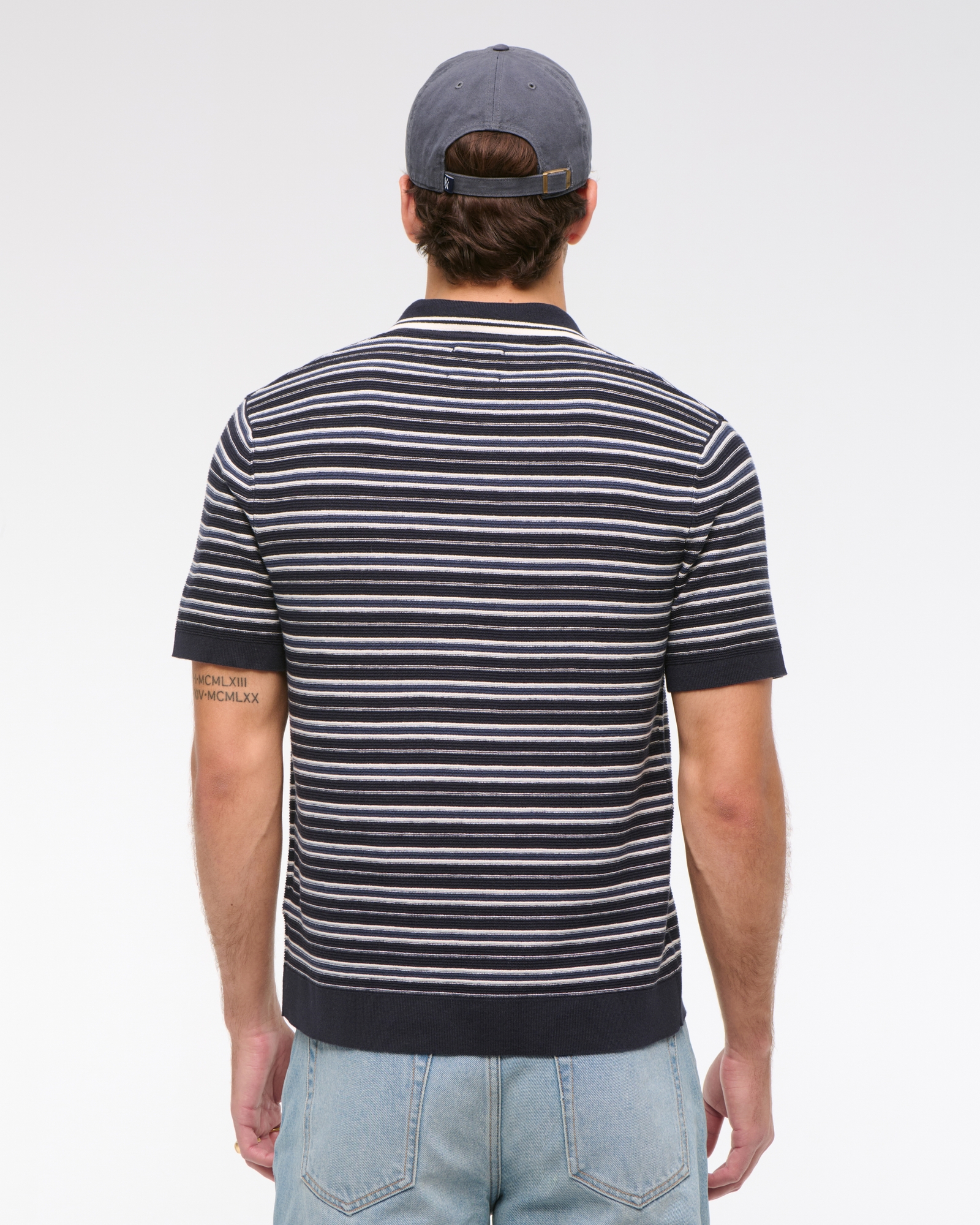 Striped 3-Button Sweater Polo
