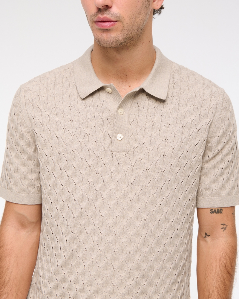 Pointelle 3-Button Sweater Polo