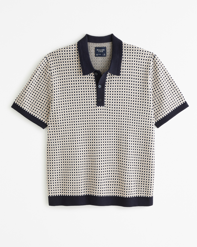 Men's Geometric 3-Button Sweater Polo | Men's Clearance | Abercrombie.com