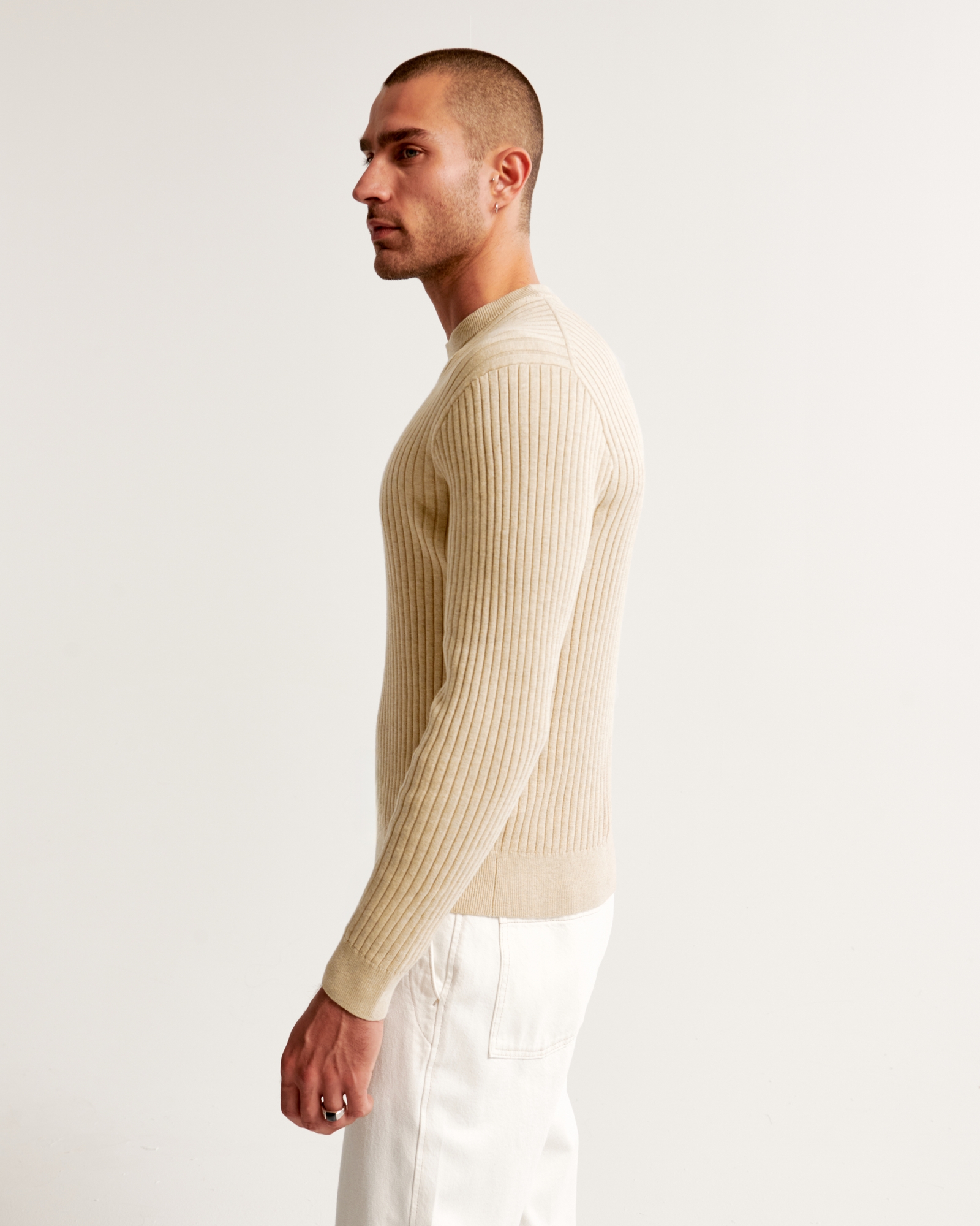 Pima Cotton Rib Stitch Crew Sweater