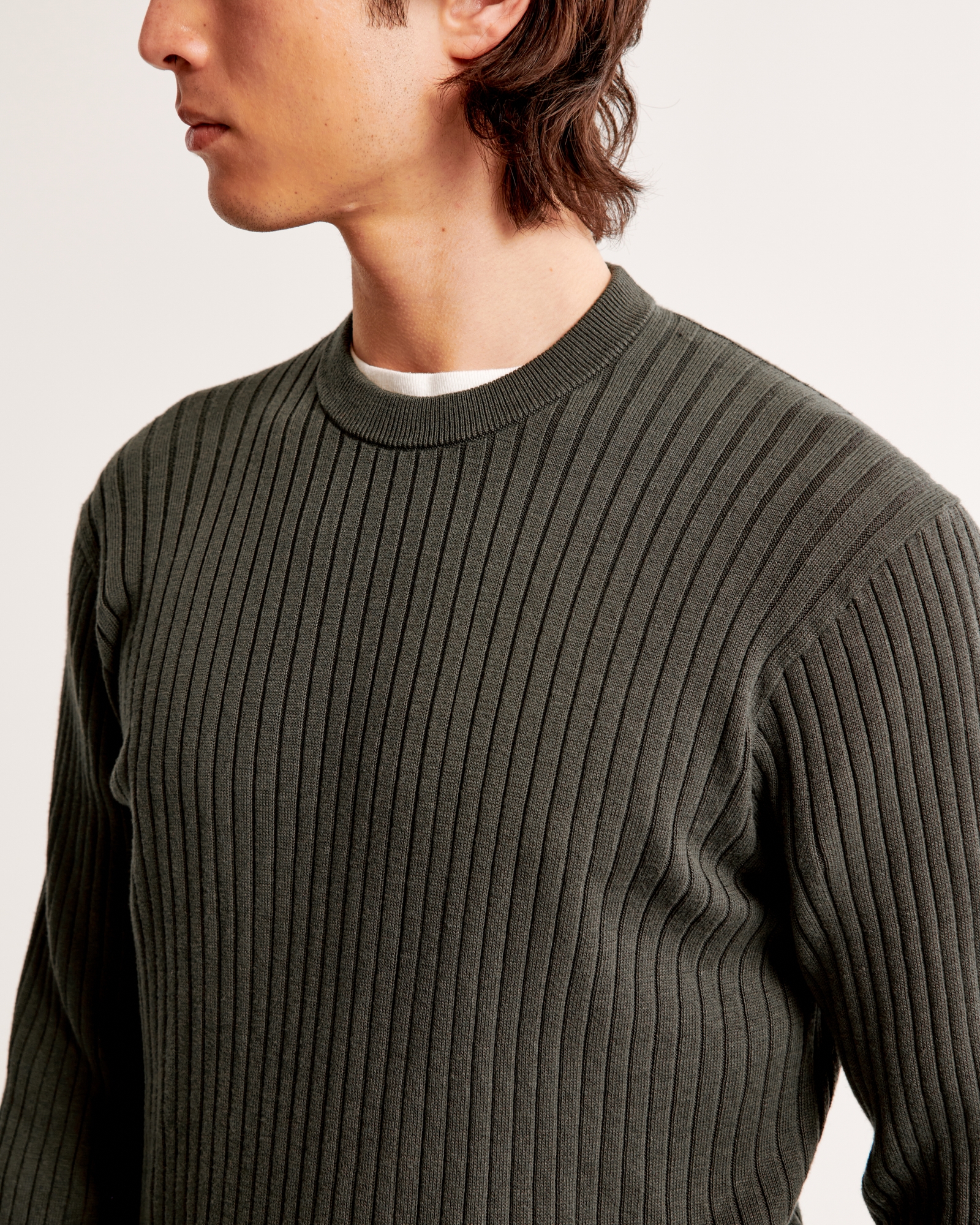 Pima Cotton Rib Stitch Crew Sweater