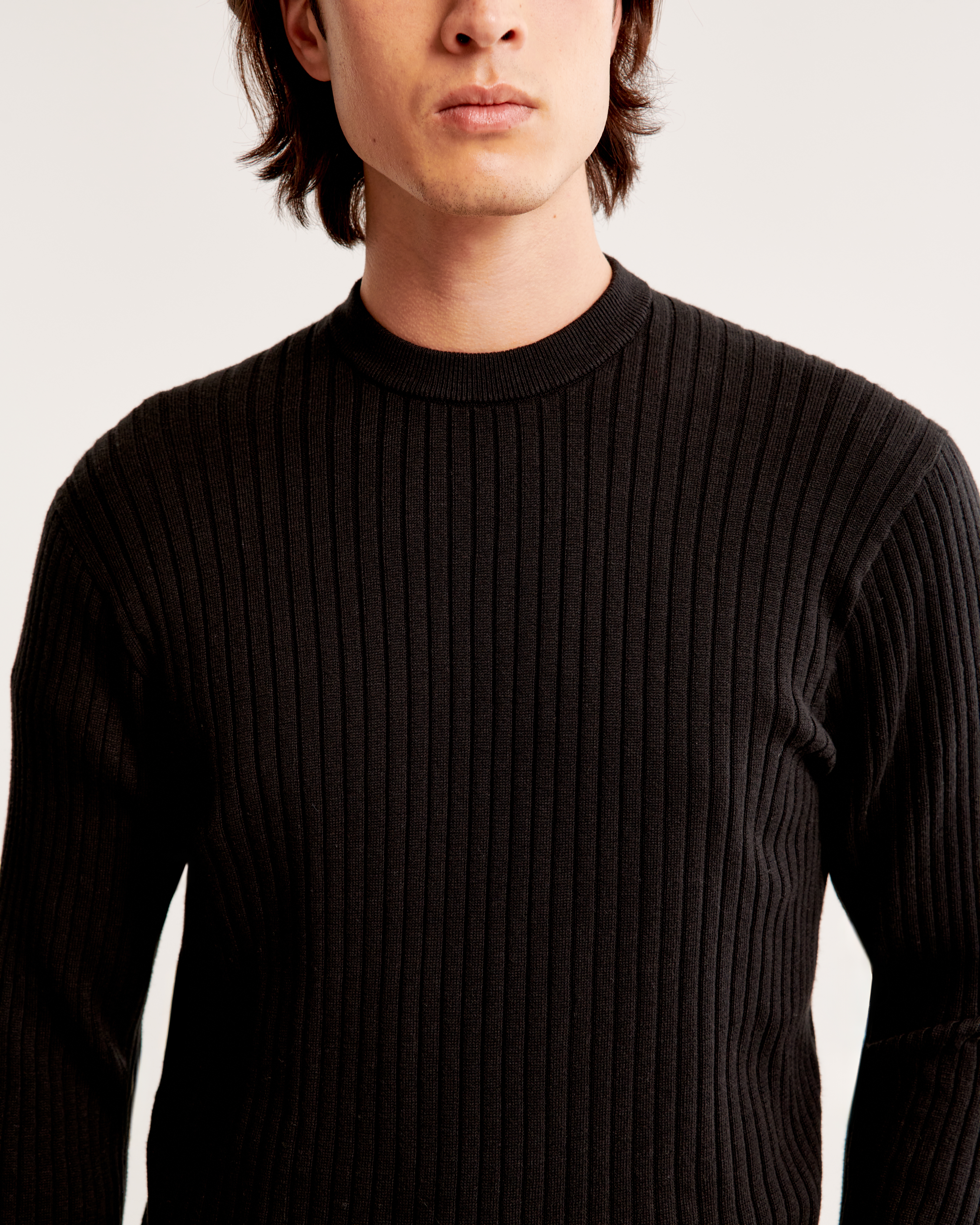 Pima Cotton Rib Stitch Crew Sweater