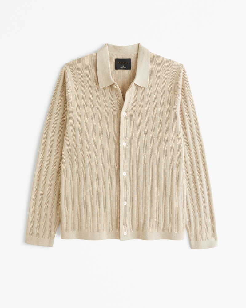 Men's Pima Cotton Long-Sleeve Button-Through Sweater Polo | Men's