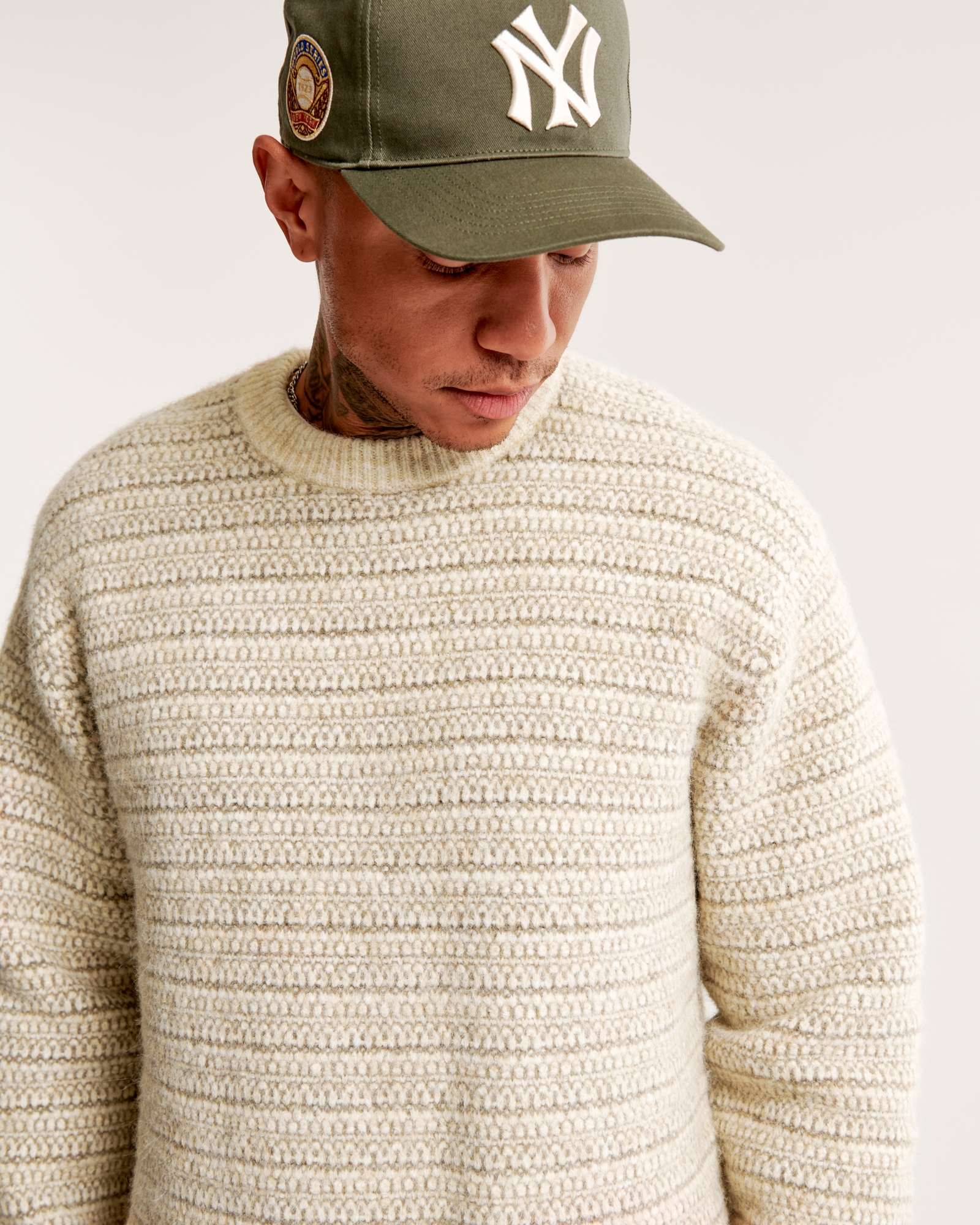 Textured Stripe Crew Sweater