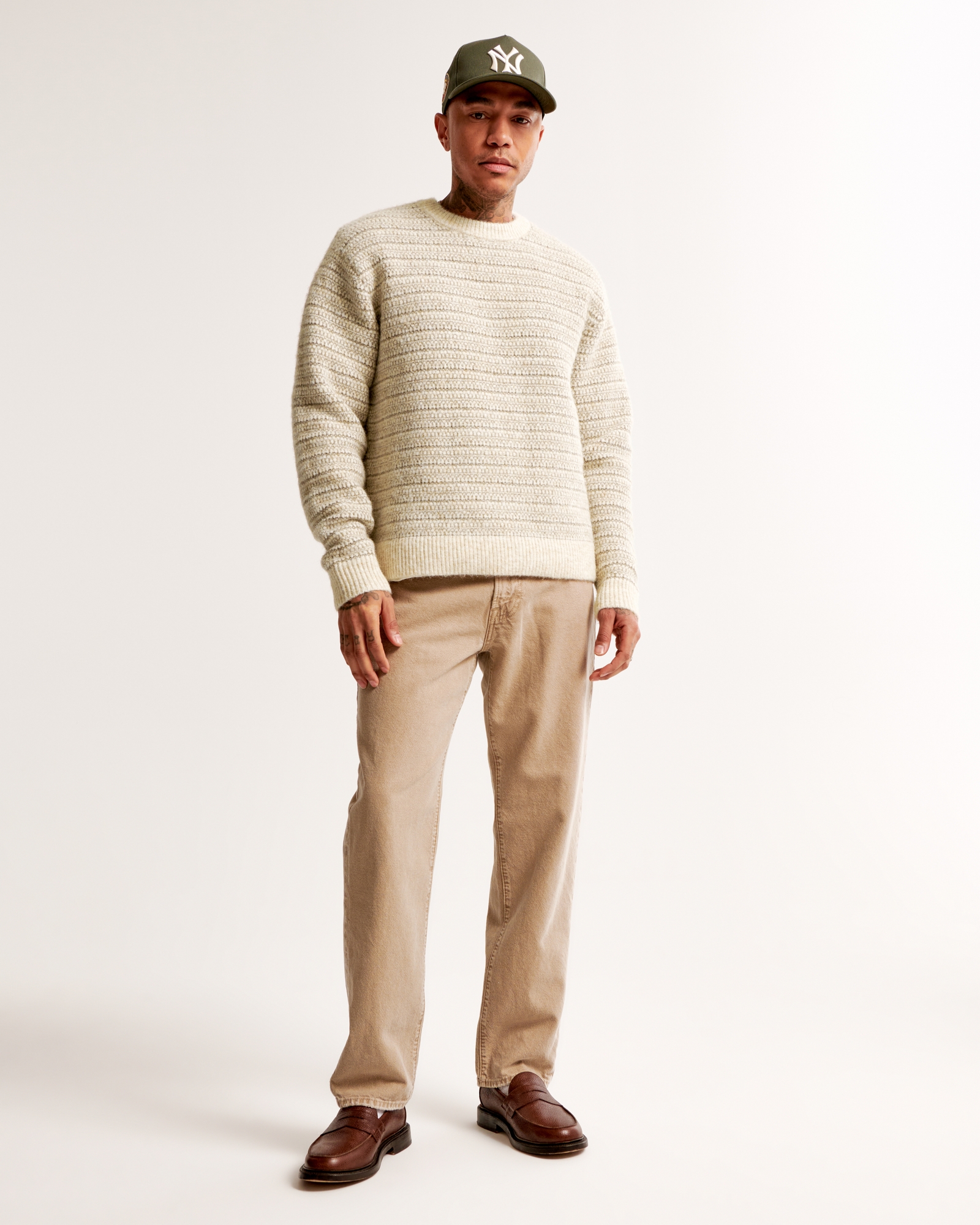 Textured Stripe Crew Sweater