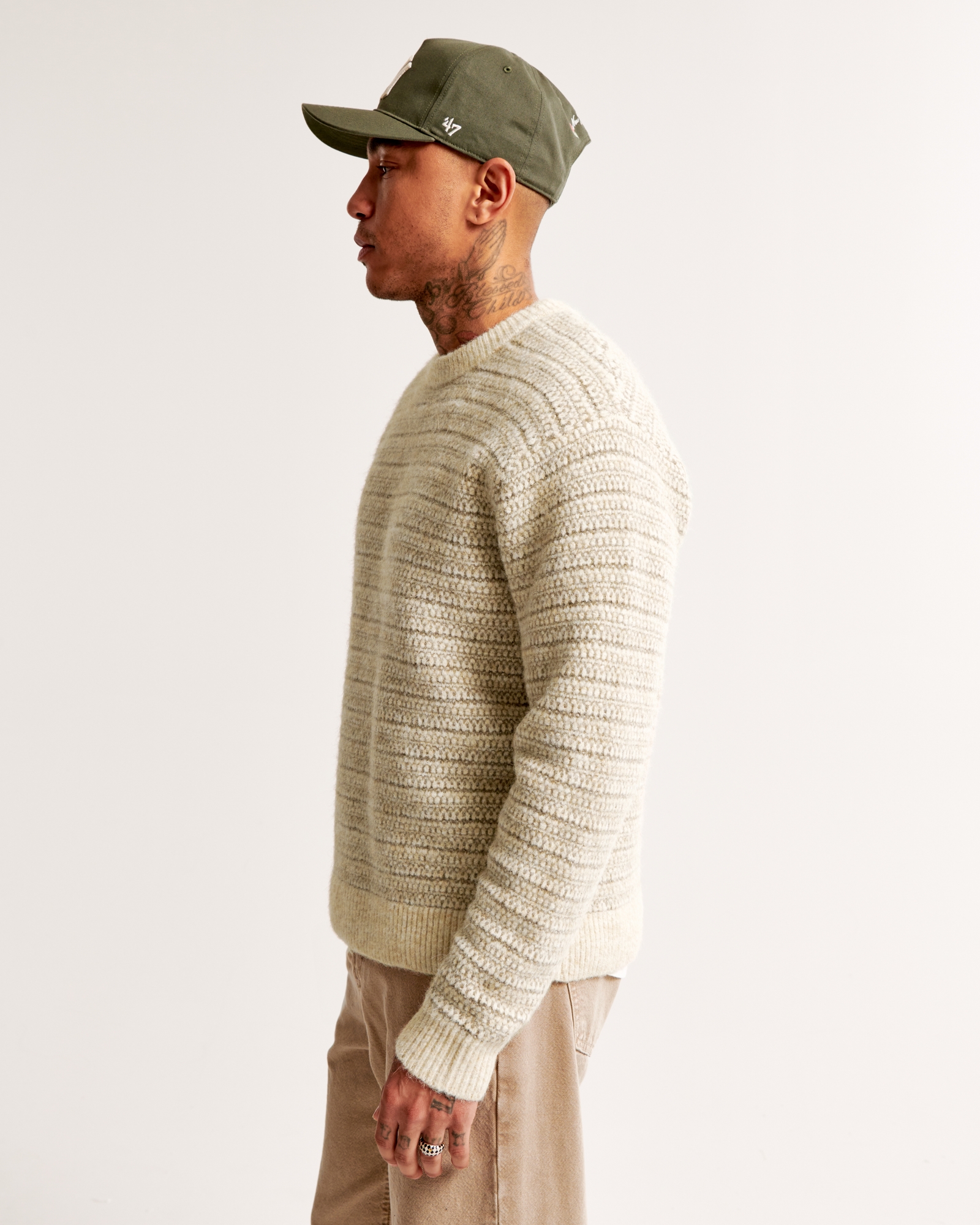 Textured Stripe Crew Sweater