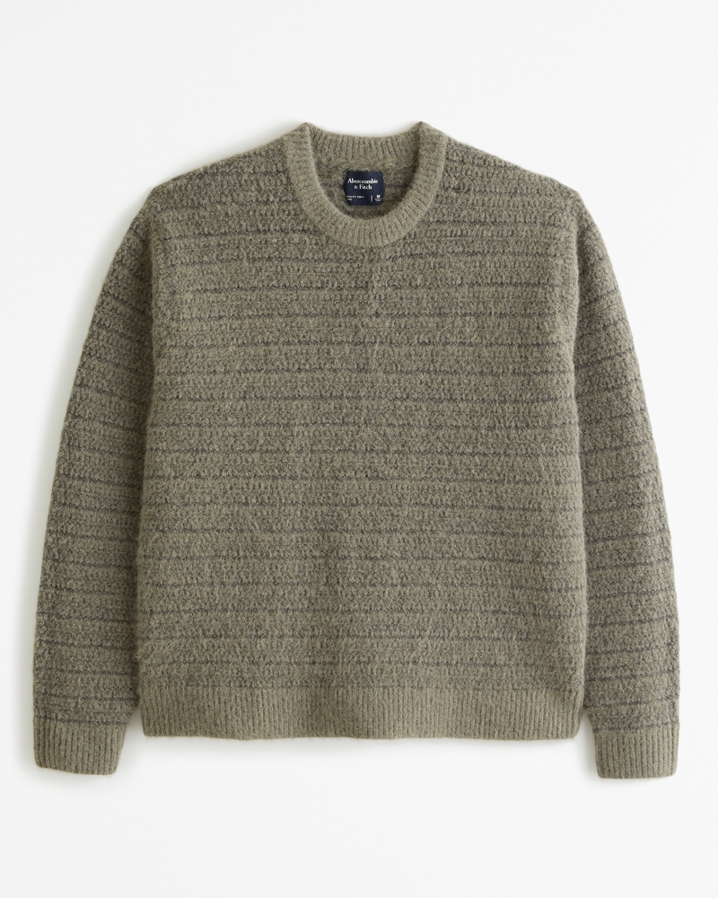 Men s Textured Stripe Crew Sweater Men s Sale Abercrombie