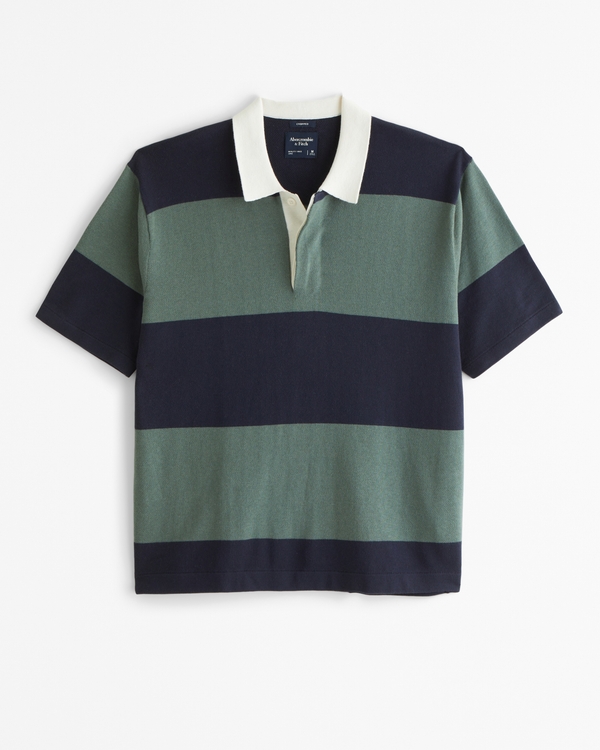 Rugby Sweater Polo, Dark Green Stripe