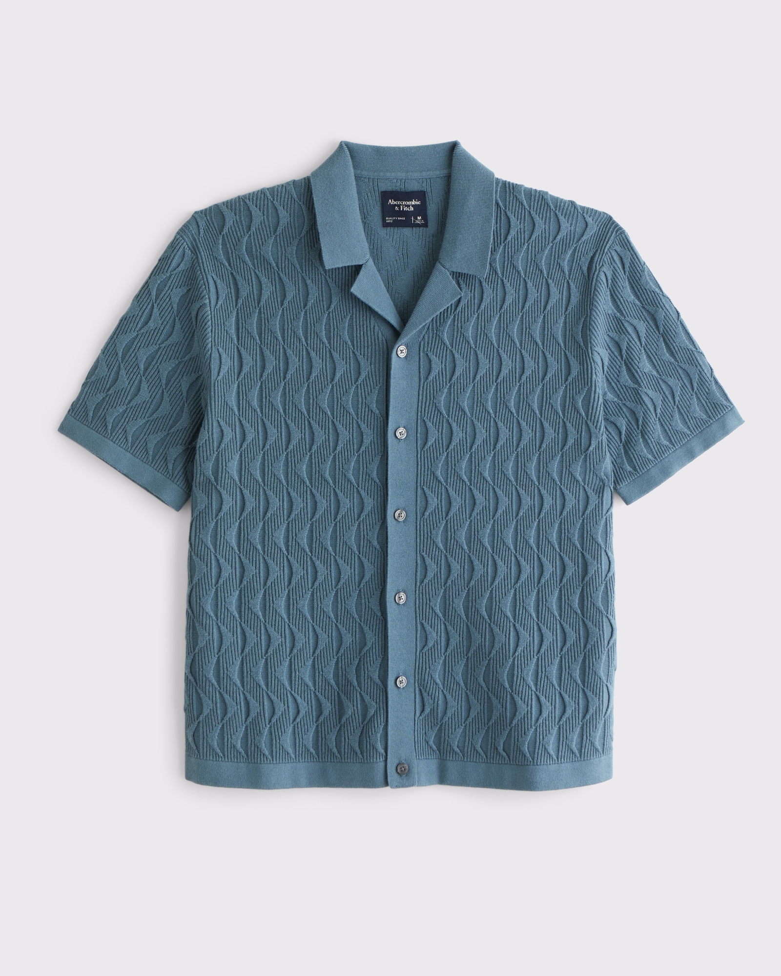 Geometric Stitch Button-Through Sweater Polo