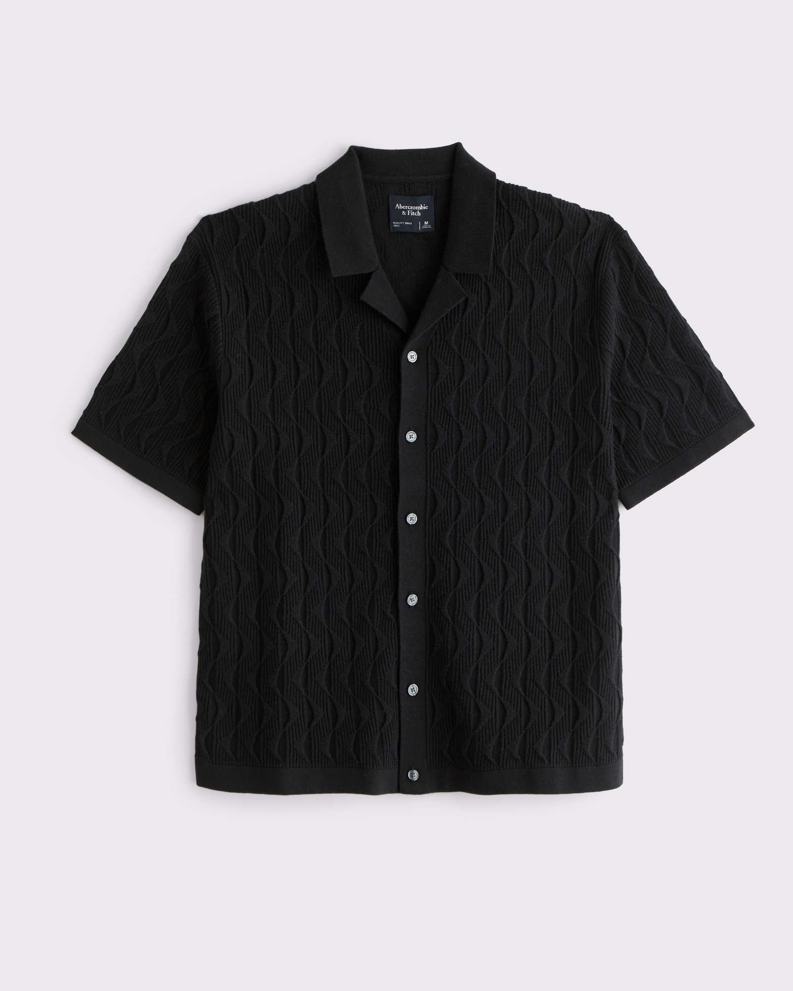 Geometric Stitch Button-Through Sweater Polo