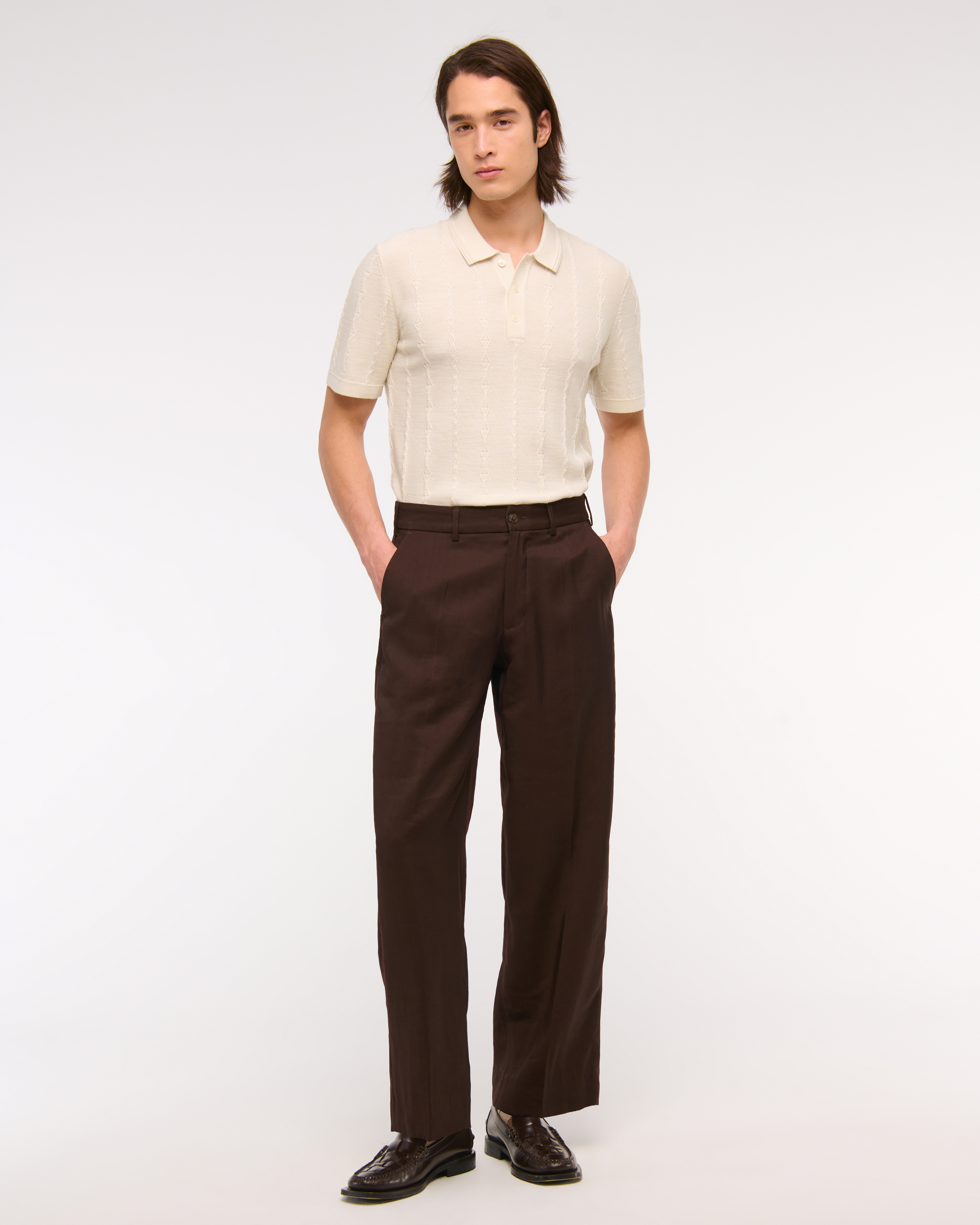 Мужские свитеры Abercrombie & Fitch Merino Wool-Blend Stitch 3-Button Sweater Polo — фото 3