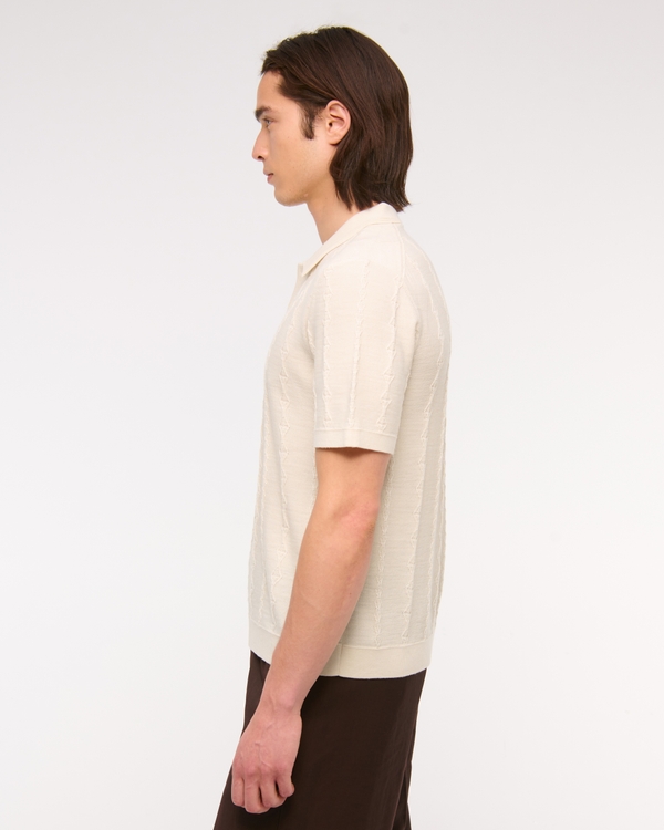 Merino Wool-Blend Stitch 3-Button Sweater Polo