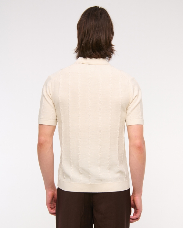 Merino Wool-Blend Stitch 3-Button Sweater Polo