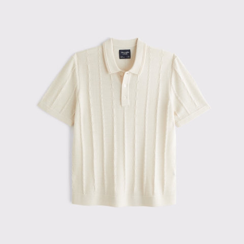 Мужские свитеры Abercrombie & Fitch Merino Wool-Blend Stitch 3-Button Sweater Polo