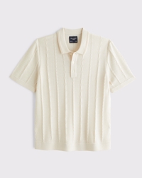 Merino Wool-Blend Stitch 3-Button Sweater Polo