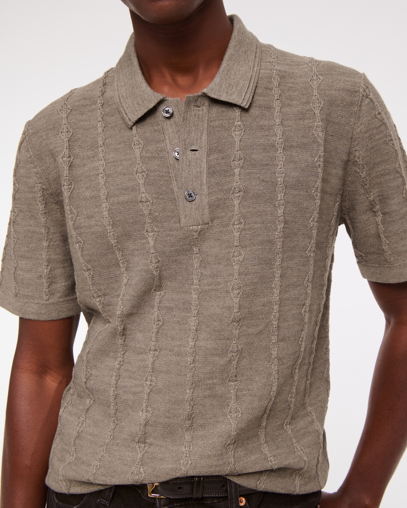 Merino Wool-Blend Stitch 3-Button Sweater Polo