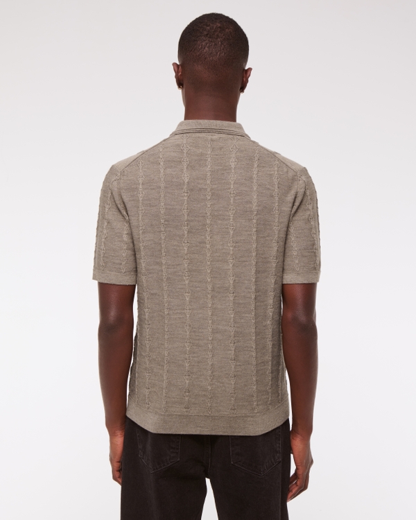 Merino Wool-Blend Stitch 3-Button Sweater Polo