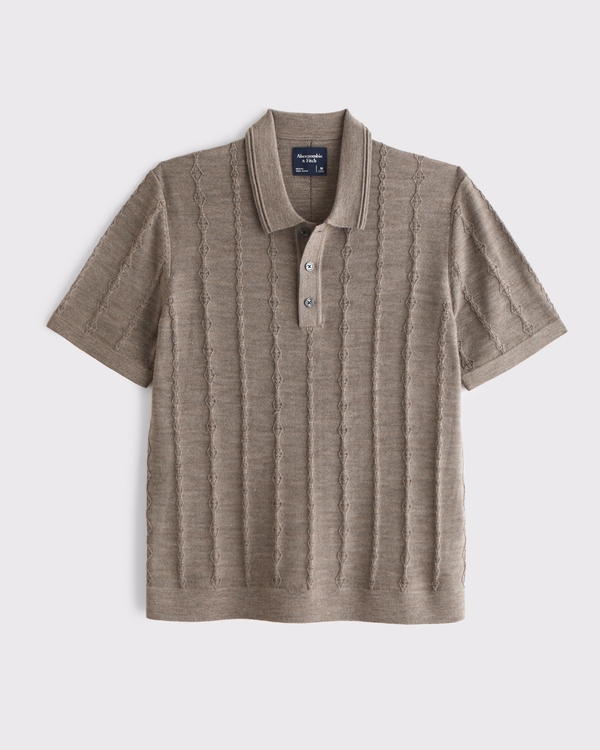 Merino Wool-Blend Stitch 3-Button Sweater Polo