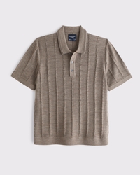 Merino Wool-Blend Stitch 3-Button Sweater Polo