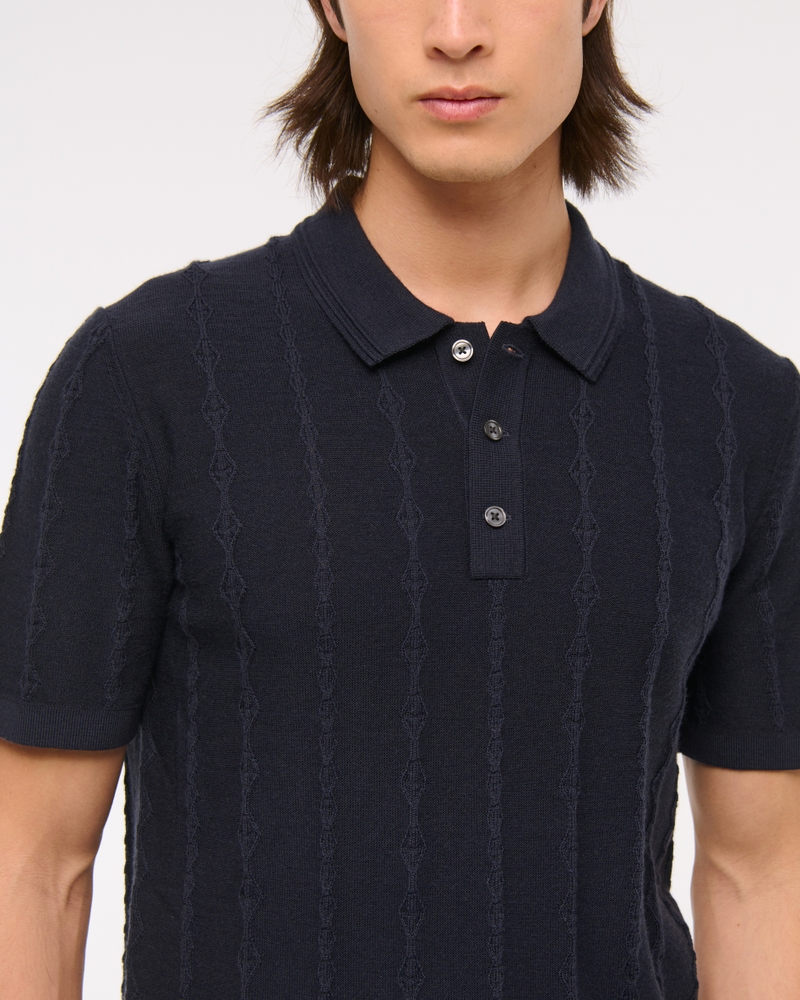 Merino Wool-Blend Stitch 3-Button Sweater Polo