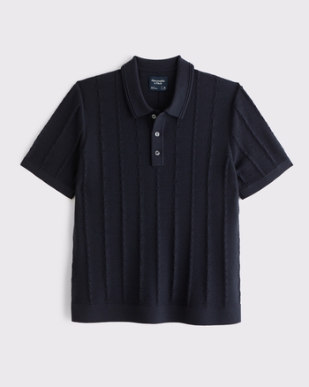 Merino Wool-Blend Stitch 3-Button Sweater Polo