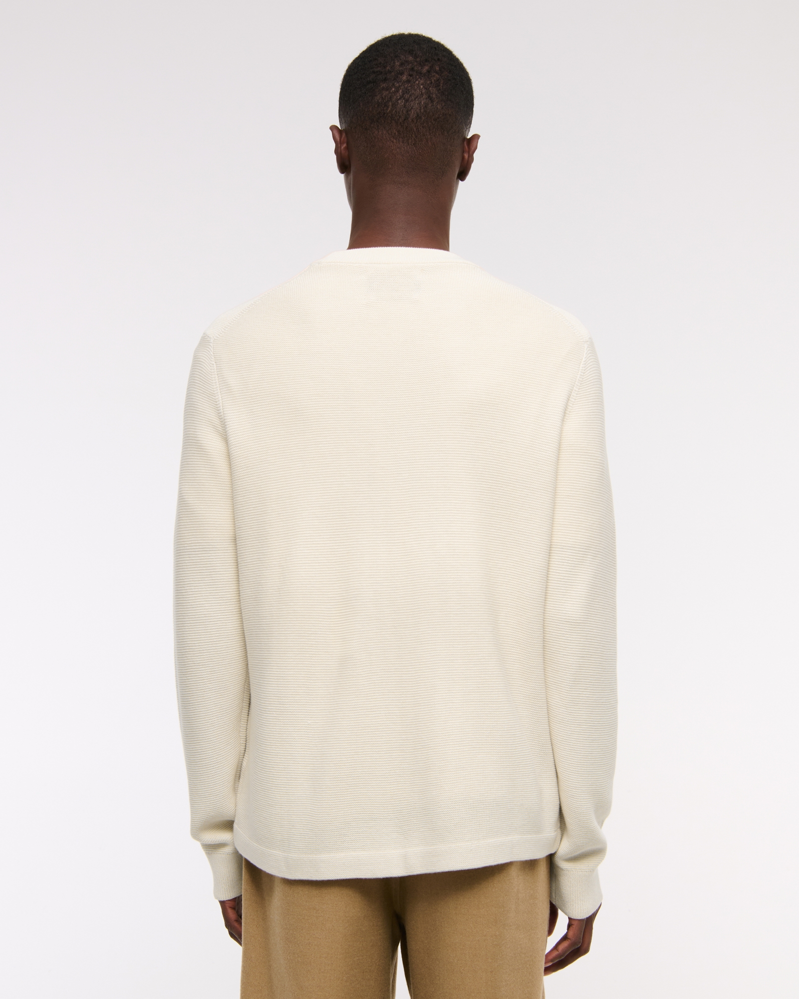 Pima Cotton Open-Hem Crew Sweater