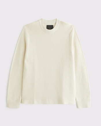 Pima Cotton Open-Hem Crew Sweater
